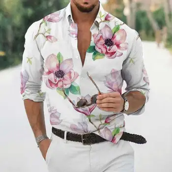 Karstā Pārdošanu Eiropas un Amerikas Vīriešu Krekli Gadījuma garām piedurknēm Havaju 3D Drukāts Krekli Ielas Stila Vīriešu Apģērbu