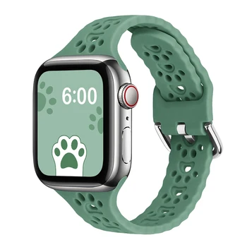 kaķu ķepu dizaina elpojošs mīksto slim silikona watchband apple skatīties sērija SE 7 6 5 4 3 40mm 41mm 38MM gumijas aproce