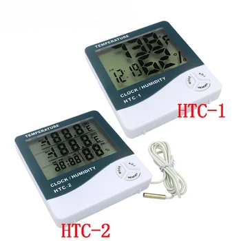 LCD Electronic Digitālo Temperatūras un Mitruma Mērītājs Termometru, Higrometru, Iekštelpu un Āra Laika Stacija Pulkstenis HTC-1 HTC-2