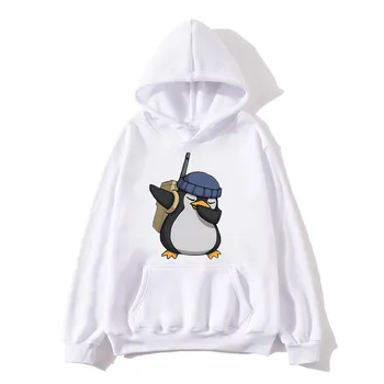 Spēle Valorant Pelēkā Vārna Kawaii Atdzist Pingvīns Puloveri Hoody Modes Karikatūra Gadījuma Ar Garām Piedurknēm Ar Kapuci Sporta Krekls Mens Lielgabarīta Augšu