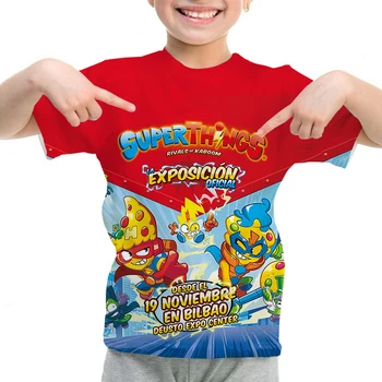 Superzings Kazoom Bērnu T-krekls Bērniem O-veida Kakla Īsām Piedurknēm Vasaras Tshirts Superthings 8 T Krekls Zēniem Karikatūra t-veida Topi Camiseta