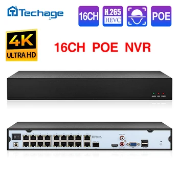 Techage H. 265 16CH 4K 5MP 3MP 2MP 1080P POE VRR Sejas Noteikšanas Attālināta Piekļuve Video Recorder CCTV Drošības Kameras Sistēma P2P