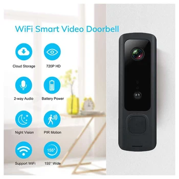 Tuya WIFI Durvju Smart Home PIR Bezvadu Tālruni, Durvju Zvanu Kamera Drošības Video Domofons 720P IS Nakts Redzamības Dzīvokļiem